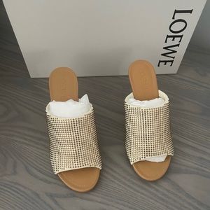 LOEWE STRASS LEATHER STILETTO MULES